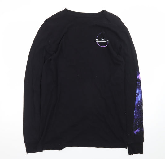 Urban Pipeline Men's Black NYC Space Print Long Sleeve T-Shirt Size M