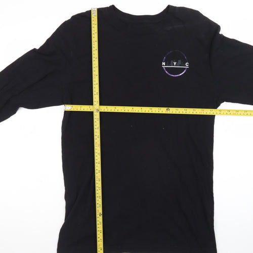 Urban Pipeline Men's Black NYC Space Print Long Sleeve T-Shirt Size M