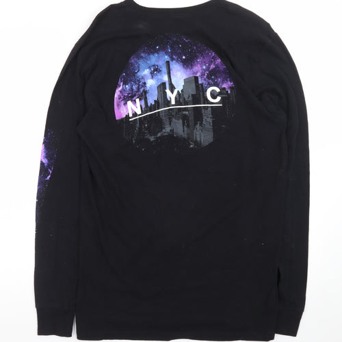 Urban Pipeline Men's Black NYC Space Print Long Sleeve T-Shirt Size M