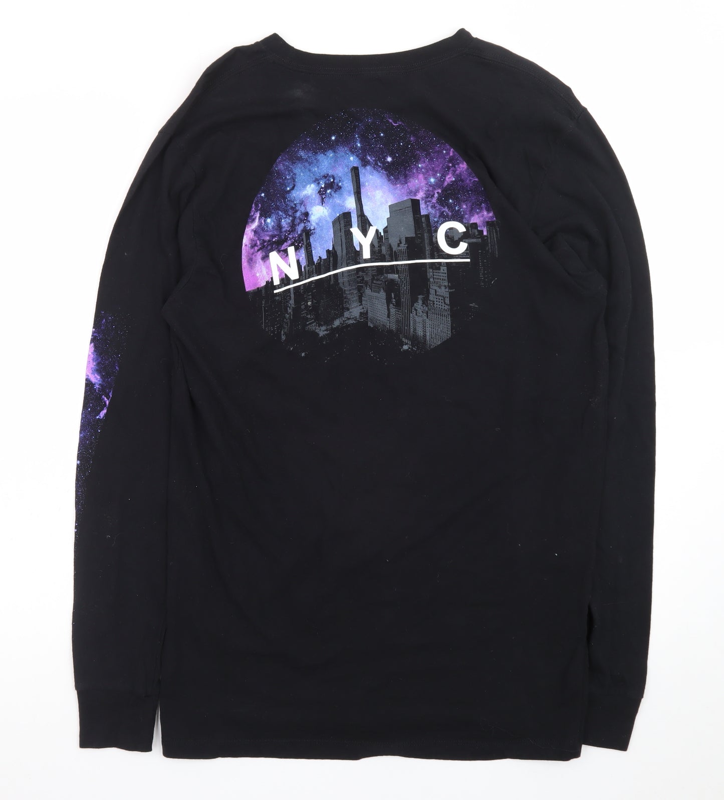 Urban Pipeline Men's Black NYC Space Print Long Sleeve T-Shirt Size M