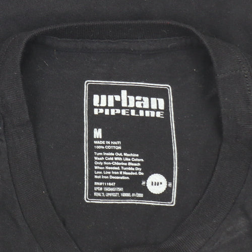 Urban Pipeline Men's Black NYC Space Print Long Sleeve T-Shirt Size M