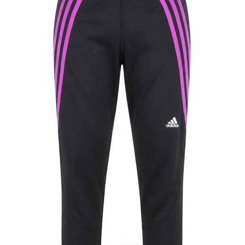 Adidas Womens Black XS Ankle Leggings Purple Stripe Performance