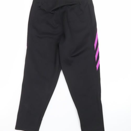 Adidas Womens Black XS Ankle Leggings Purple Stripe Performance