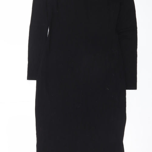 New Look Women Black Size 12 Bodycon Knee Length Long Sleeve Dress