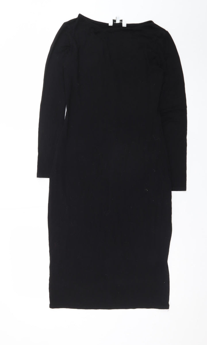 New Look Women Black Size 12 Bodycon Knee Length Long Sleeve Dress