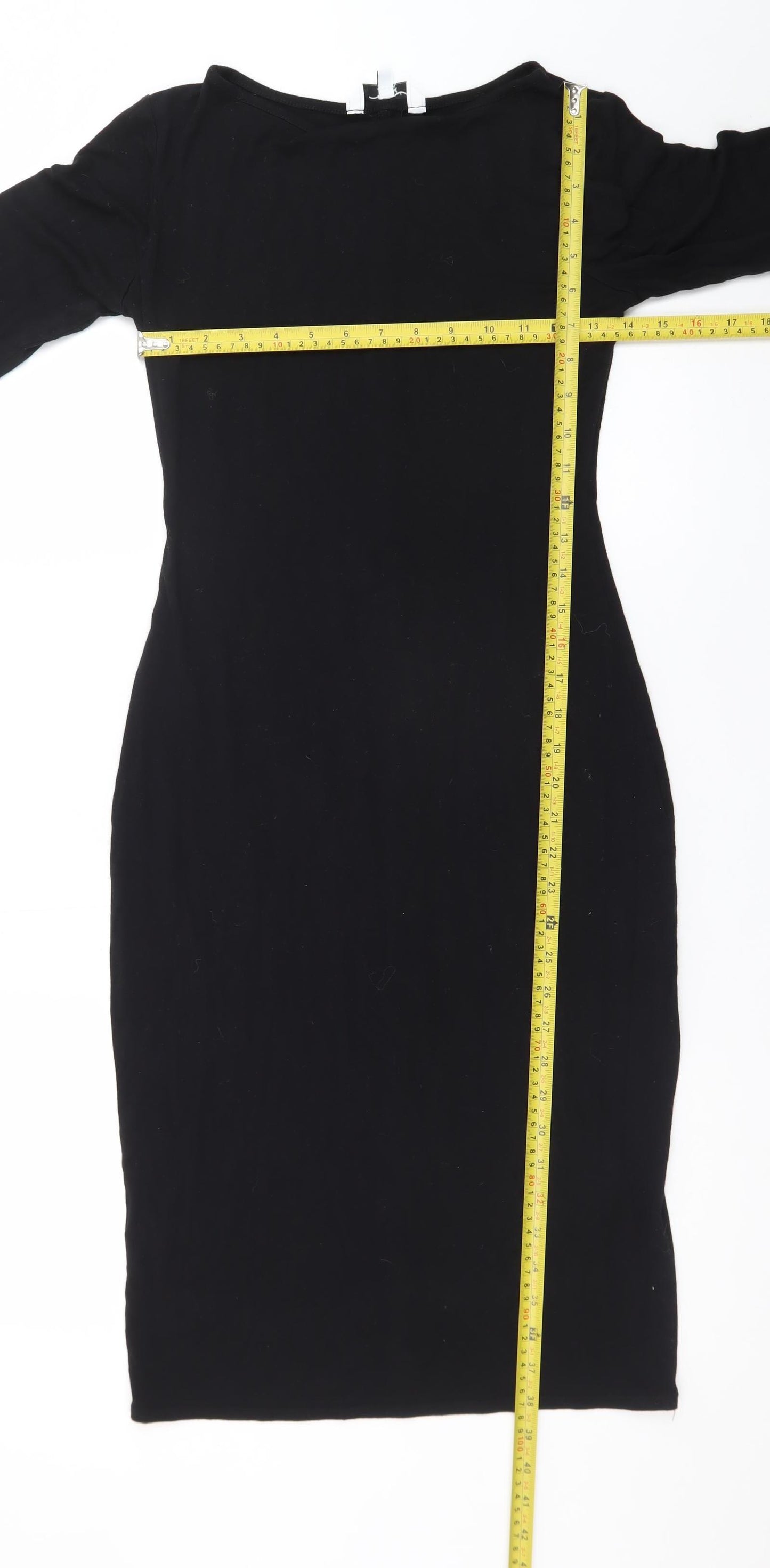 New Look Women Black Size 12 Bodycon Knee Length Long Sleeve Dress
