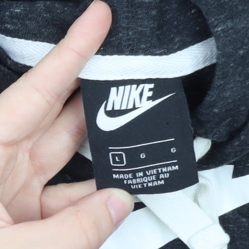 Nike Men's Black Pullover Hoodie L Graphic Print Sportswear