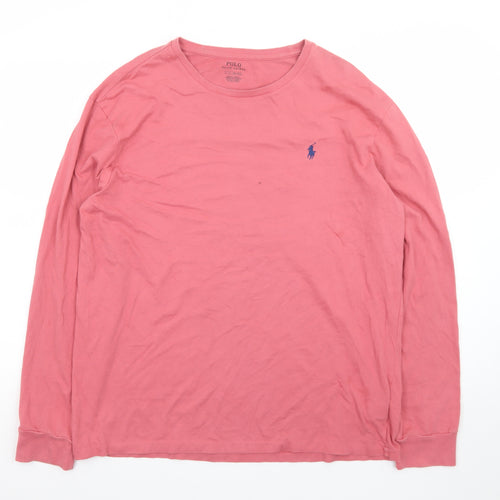 Ralph Lauren Men’s Pink Long Sleeve Cotton Crew Neck T-Shirt L
