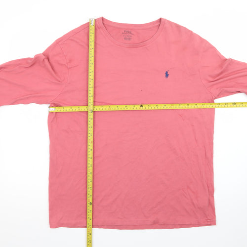 Ralph Lauren Men’s Pink Long Sleeve Cotton Crew Neck T-Shirt L