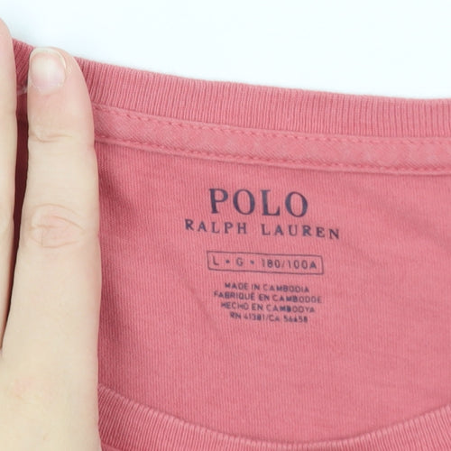Ralph Lauren Men’s Pink Long Sleeve Cotton Crew Neck T-Shirt L