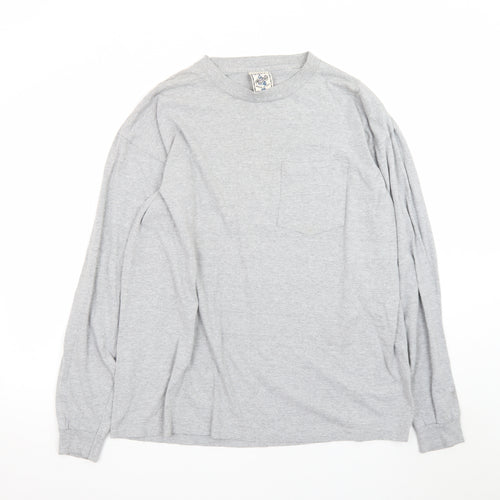 Alore Men's Grey Long Sleeve Crew Neck Preshrunk Cotton T-Shirt XL