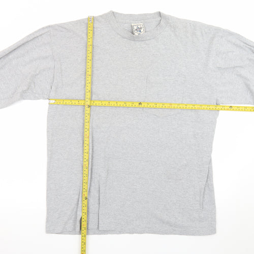 Alore Men's Grey Long Sleeve Crew Neck Preshrunk Cotton T-Shirt XL