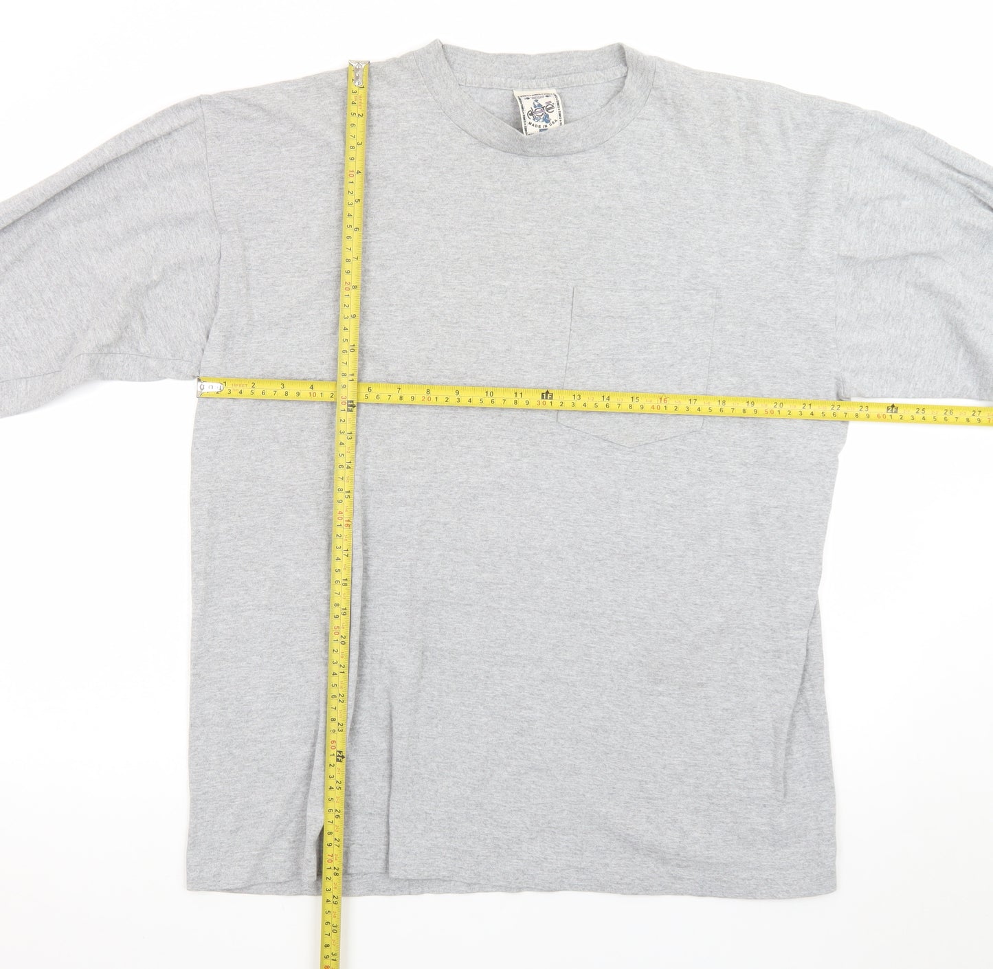 Alore Men's Grey Long Sleeve Crew Neck Preshrunk Cotton T-Shirt XL