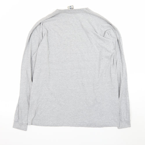 Alore Men's Grey Long Sleeve Crew Neck Preshrunk Cotton T-Shirt XL