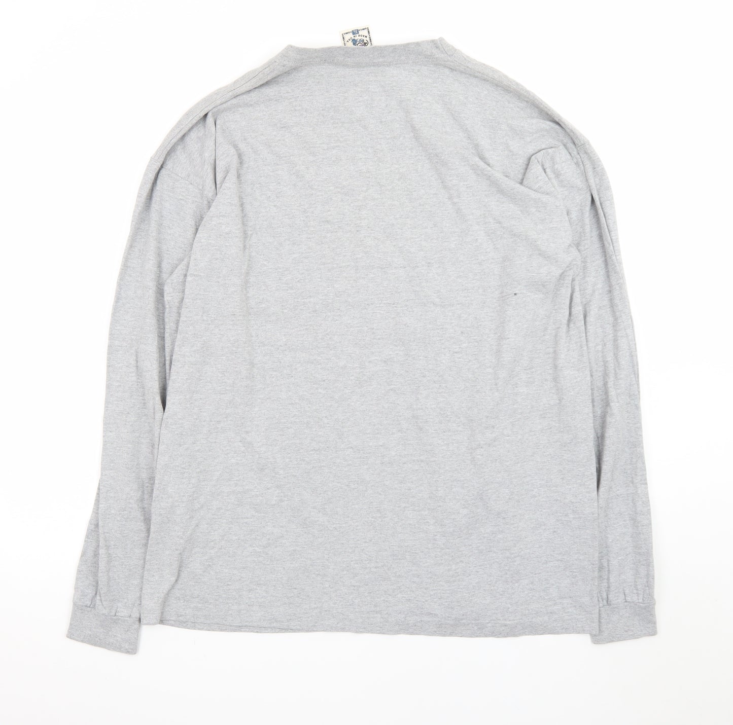 Alore Men's Grey Long Sleeve Crew Neck Preshrunk Cotton T-Shirt XL