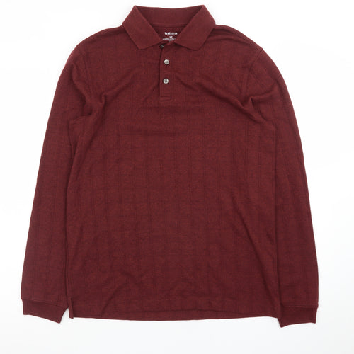 Van Heusen Men's Red Long Sleeve Cotton Polo Shirt Size S