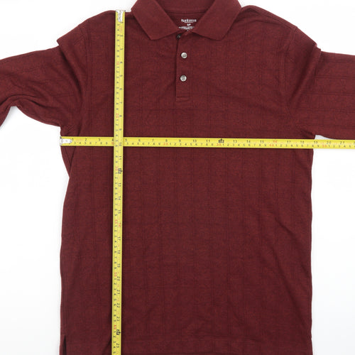 Van Heusen Men's Red Long Sleeve Cotton Polo Shirt Size S