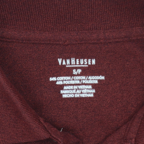 Van Heusen Men's Red Long Sleeve Cotton Polo Shirt Size S