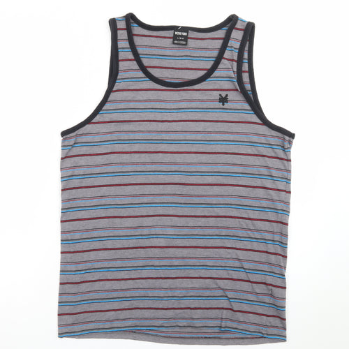Zoo York Men's Grey Striped Sleeveless T-Shirt Size L