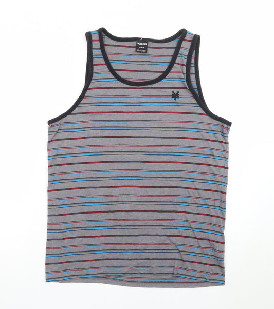 Zoo York Men's Grey Striped Sleeveless T-Shirt Size L
