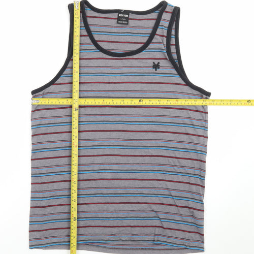 Zoo York Men's Grey Striped Sleeveless T-Shirt Size L