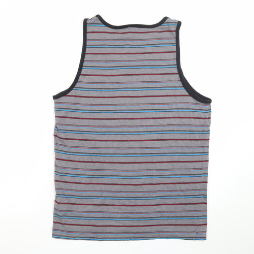 Zoo York Men's Grey Striped Sleeveless T-Shirt Size L