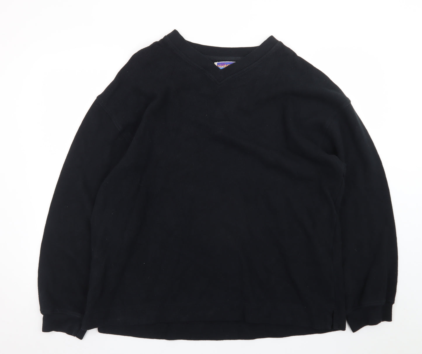 NorthCrest Men's Black XL Cotton V-Neck Pullover Jumper