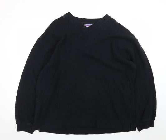 NorthCrest Men's Black XL Cotton V-Neck Pullover Jumper