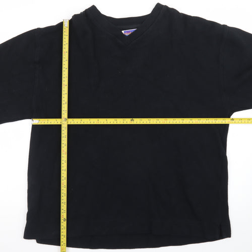 NorthCrest Men's Black XL Cotton V-Neck Pullover Jumper