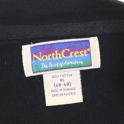 NorthCrest Men's Black XL Cotton V-Neck Pullover Jumper