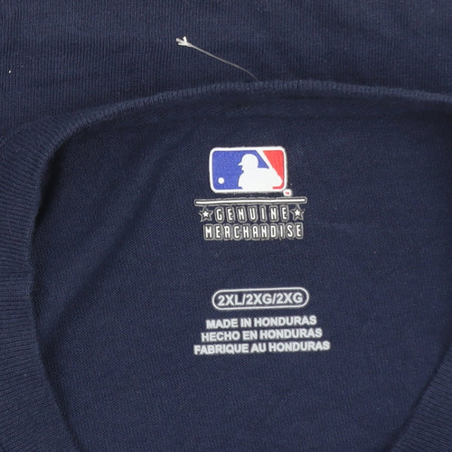 MLB Genuine Merchandise Men's Navy Brewers T-Shirt 2XL Cotton Short Sleeve