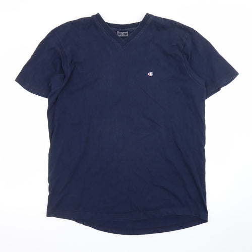 Champion Men's Blue 2XL V-Neck Cotton Short Sleeve T-Shirt