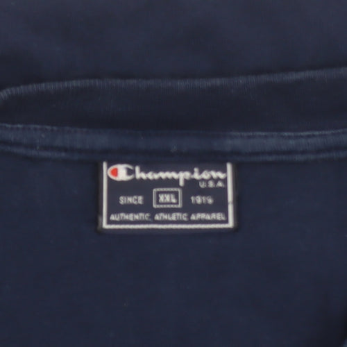 Champion Men's Blue 2XL V-Neck Cotton Short Sleeve T-Shirt