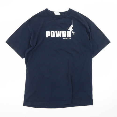 Alstyle Men’s Navy Blue POWDA Whistler Ski Graphic T-Shirt Size M