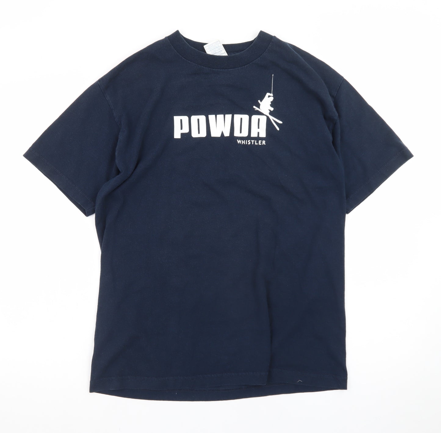 Alstyle Men’s Navy Blue POWDA Whistler Ski Graphic T-Shirt Size M