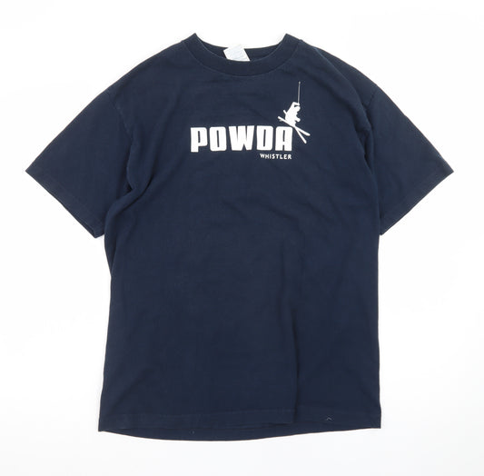 Alstyle Men’s Navy Blue POWDA Whistler Ski Graphic T-Shirt Size M