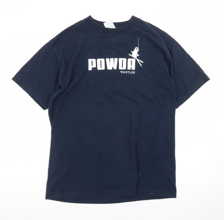 Alstyle Men’s Navy Blue POWDA Whistler Ski Graphic T-Shirt Size M