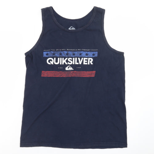 Quiksilver Men's Navy Sleeveless Regular Fit Cotton Tank Top M