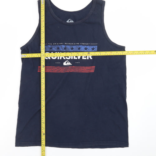 Quiksilver Men's Navy Sleeveless Regular Fit Cotton Tank Top M