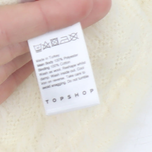 Topshop Women Ivory Petite Size 4 Fuzzy Tie Front V-Neck Cardigan