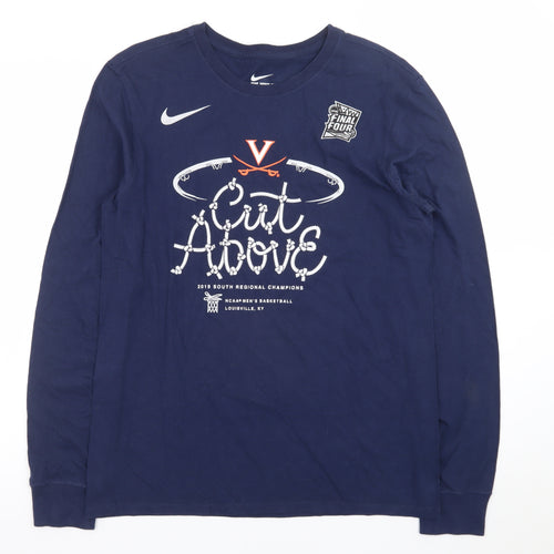 Nike Men's Blue Long Sleeve Athletic Graphic T-Shirt M