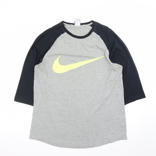 Nike Men's Grey XL 3/4 Sleeve Crew Neck Sports T-Shirt