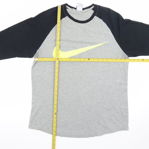 Nike Men's Grey XL 3/4 Sleeve Crew Neck Sports T-Shirt