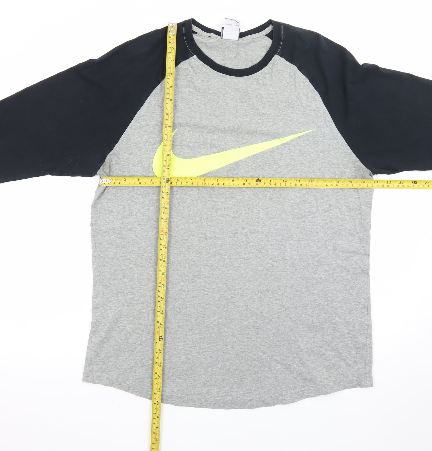 Nike Men's Grey XL 3/4 Sleeve Crew Neck Sports T-Shirt
