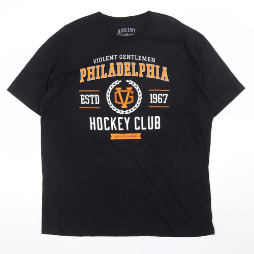 Violent Gentlemen Men's Black 2XL Hockey Club Graphic T-Shirt