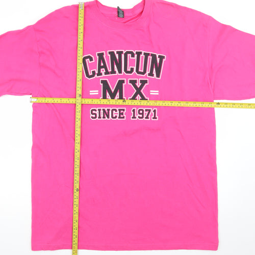 M&O Gold Women's Pink Cancun MX Print Cotton T-Shirt XL