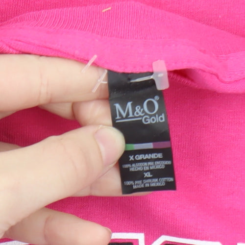 M&O Gold Women's Pink Cancun MX Print Cotton T-Shirt XL