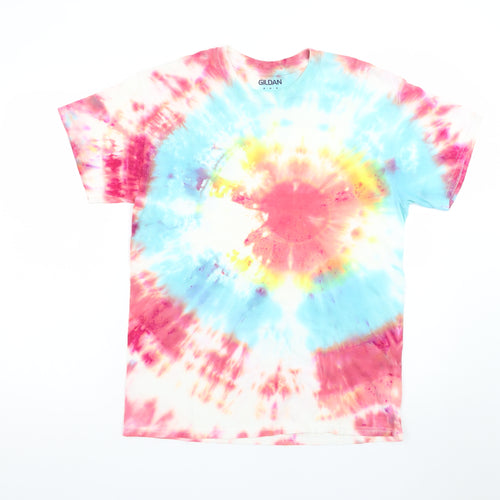 Gildan Men’s Multicoloured Tie-Dye Cotton Crew Neck T-Shirt Size M