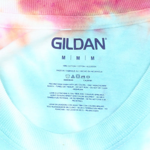 Gildan Men’s Multicoloured Tie-Dye Cotton Crew Neck T-Shirt Size M