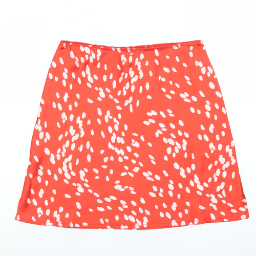Topshop Women Red White A-Line Knee Length Skirt Size 10